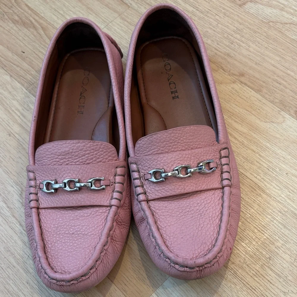 Coach Blush Leather Loafers with Silver Accents - Picture 1 of 5